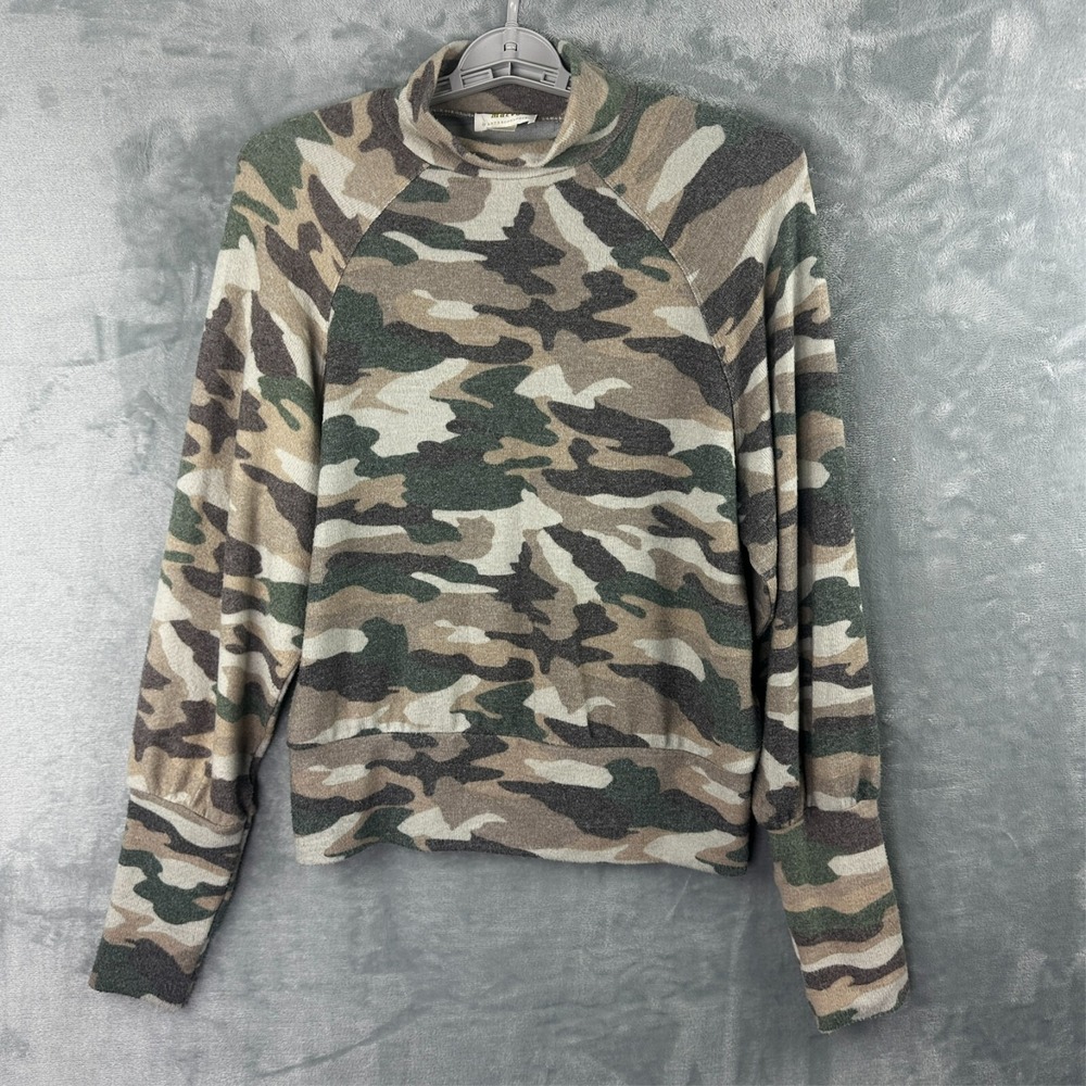 maeve anthropologie camo mock neck sweater womens medium long sleeve